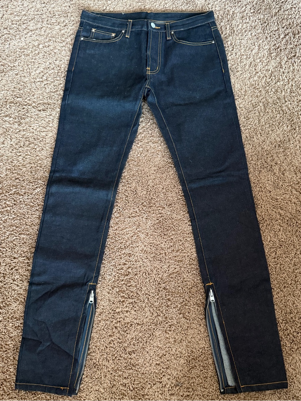 MNML Dark Blue Slim Jeans with Ankle Zippers